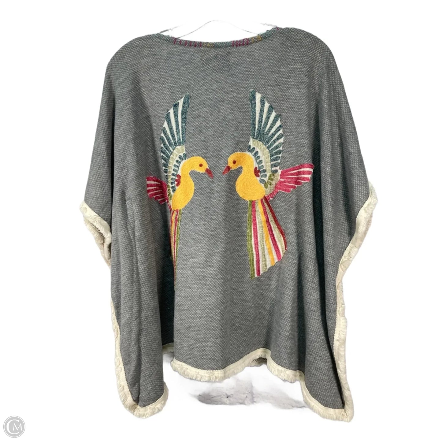 Poncho By Judith March In Grey & Pink, Size: Osfm