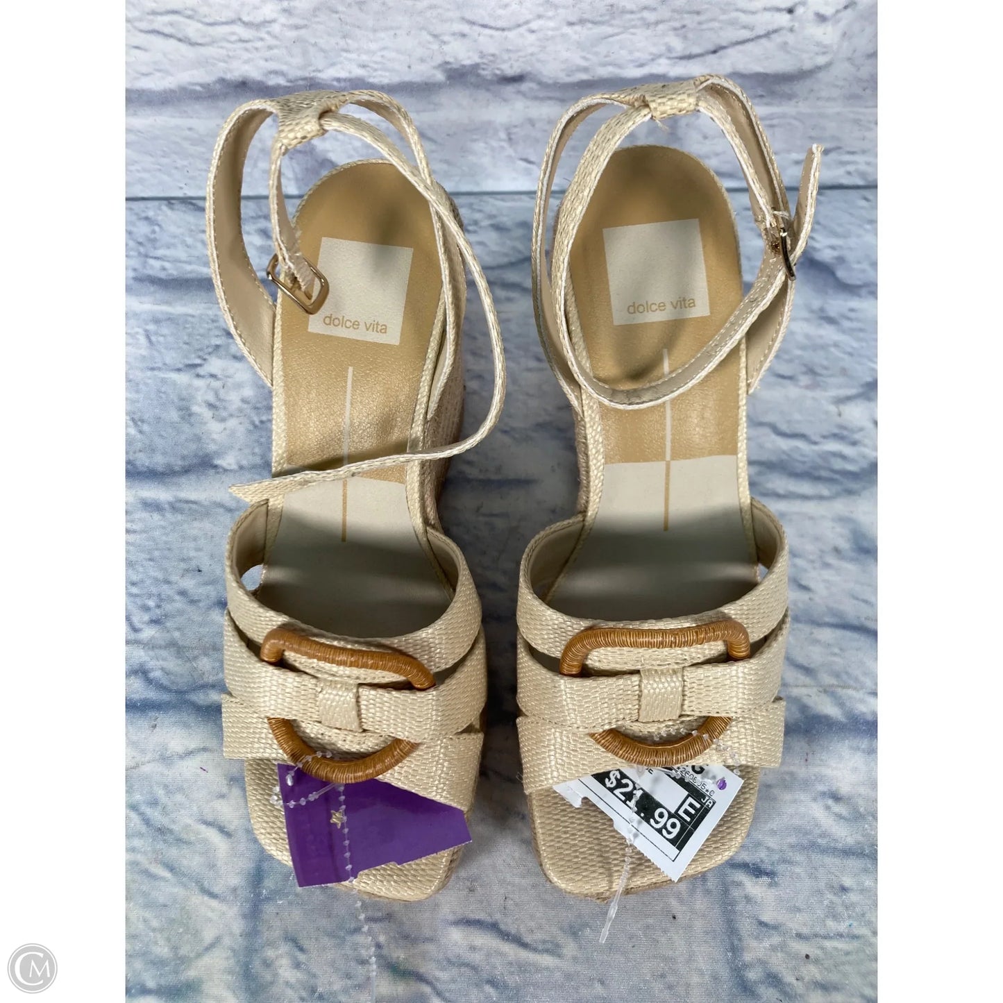 Sandals Heels Wedge By Dolce Vita In Cream & Tan, Size: 7.5