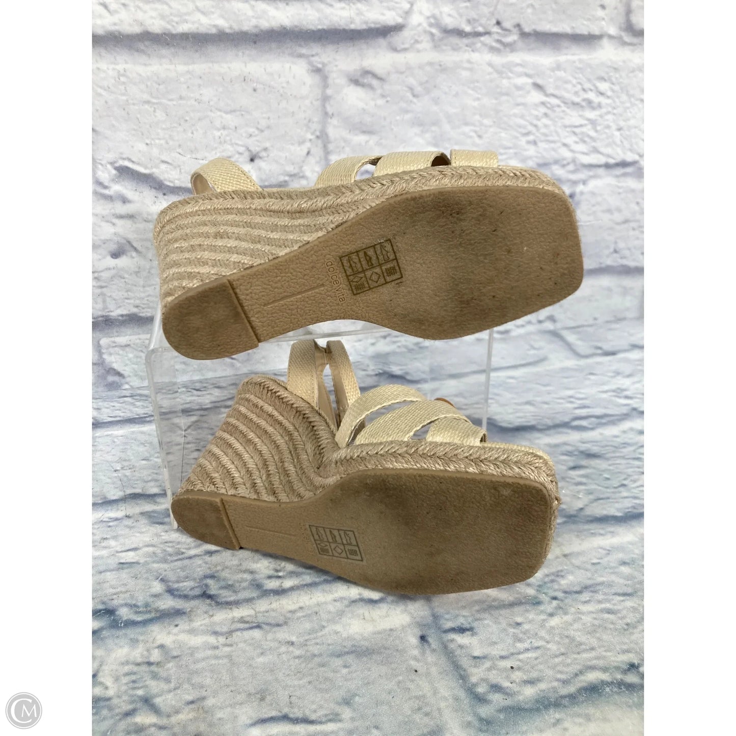 Sandals Heels Wedge By Dolce Vita In Cream & Tan, Size: 7.5