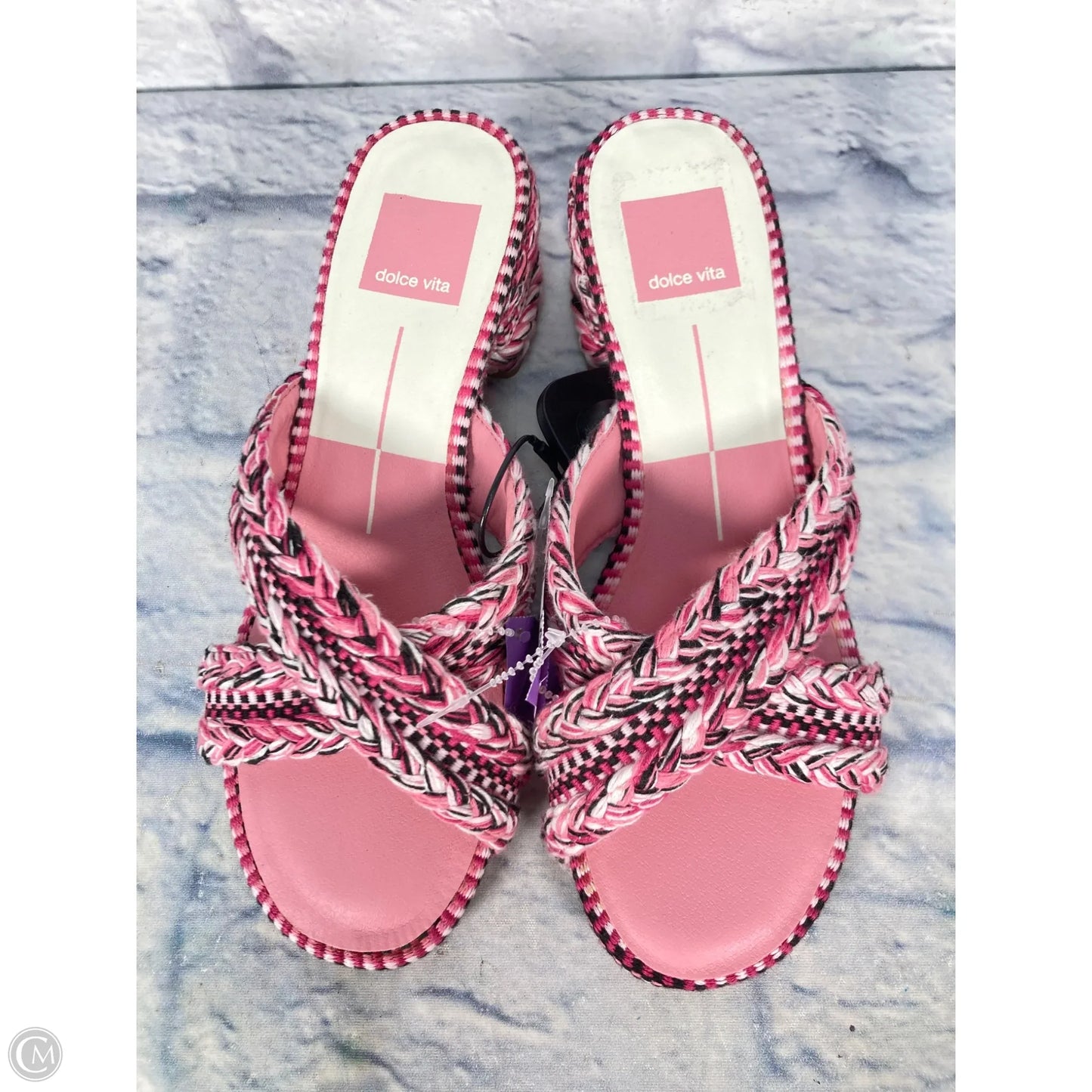 Sandals Heels Block By Dolce Vita In Black & Pink, Size: 6.5