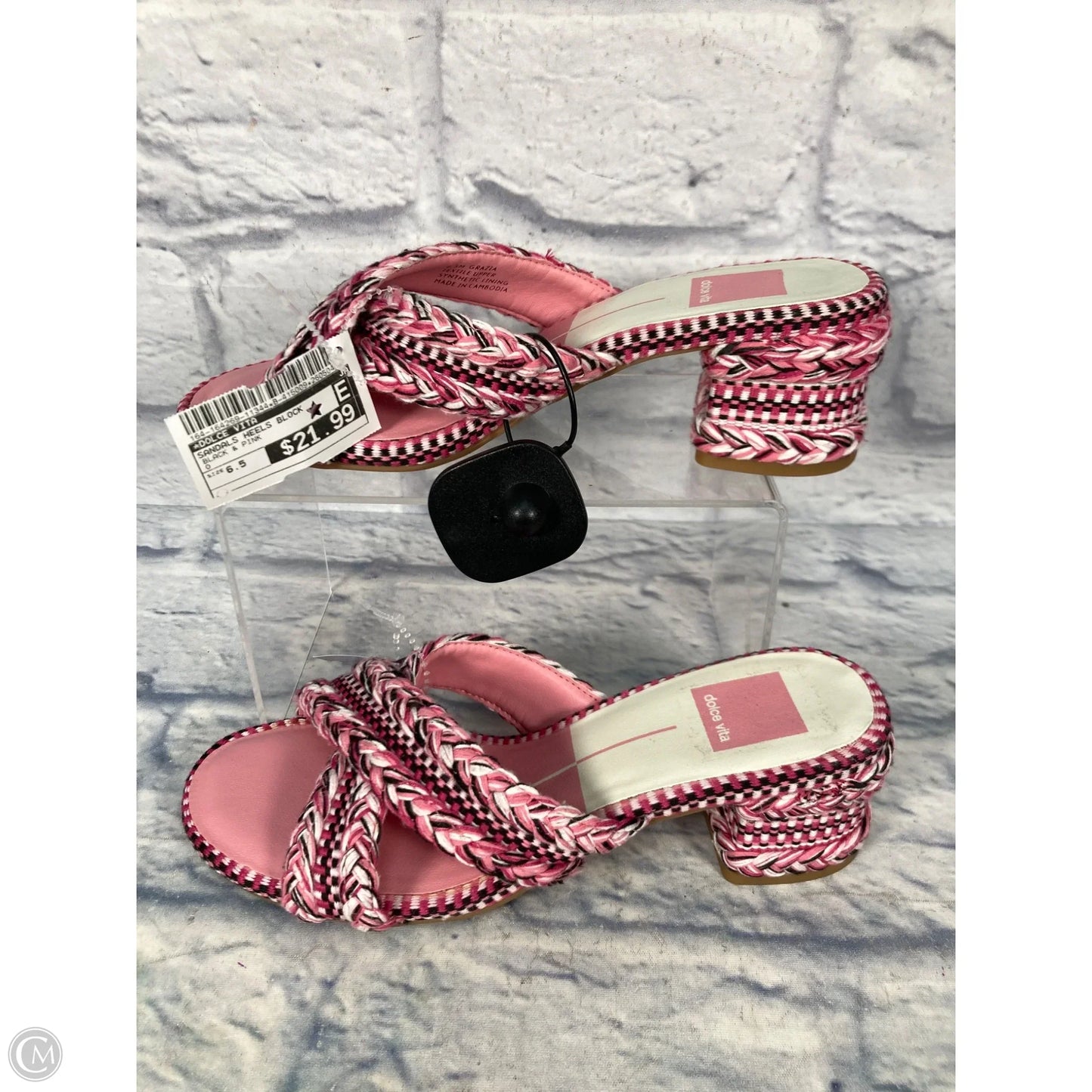 Sandals Heels Block By Dolce Vita In Black & Pink, Size: 6.5