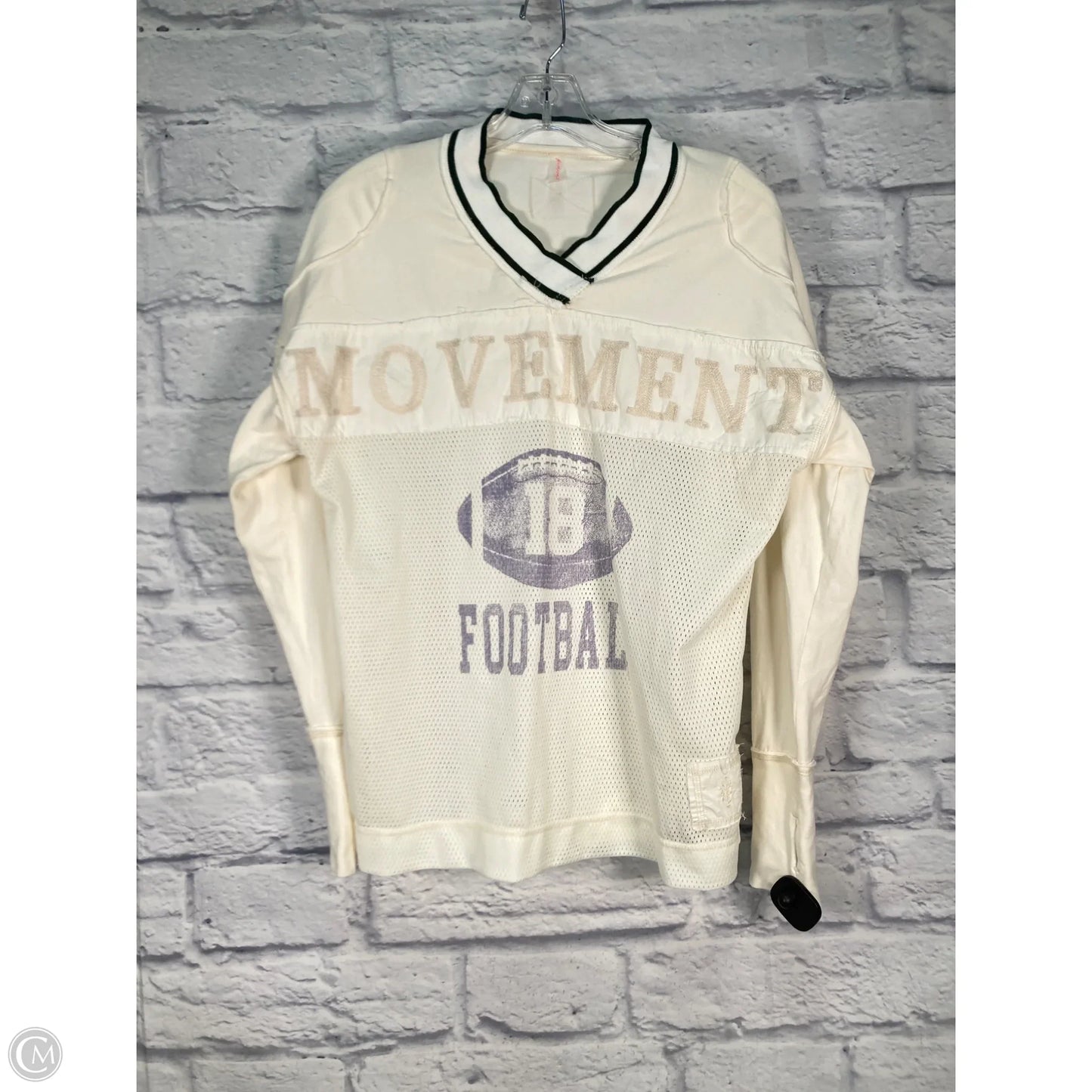 Athletic Top Long Sleeve Crewneck By Free People In Cream & Green, Size: S