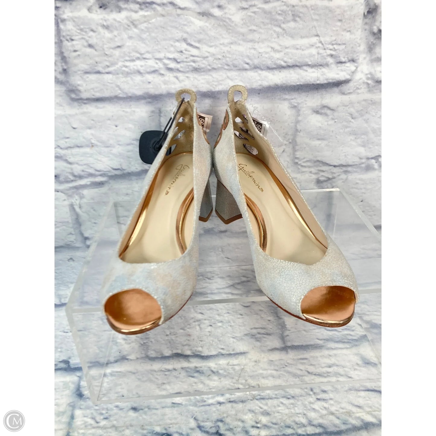 Shoes Heels Block By Anthropologie In Blue & Gold, Size: 7
