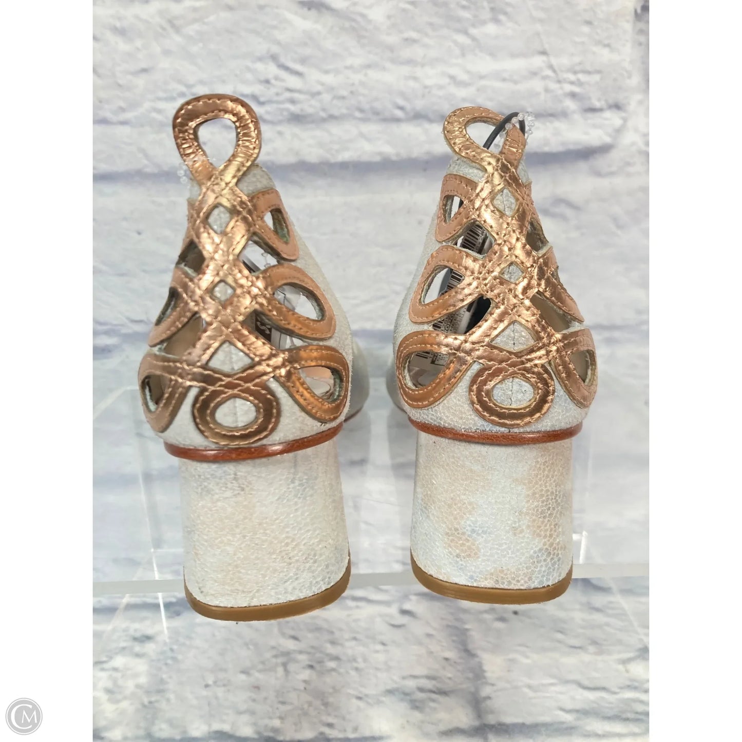 Shoes Heels Block By Anthropologie In Blue & Gold, Size: 7