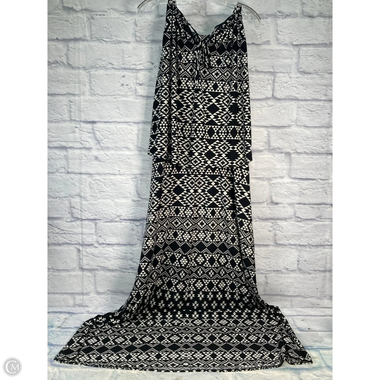 Dress Casual Maxi By Chicos In Black & White, Size: L
