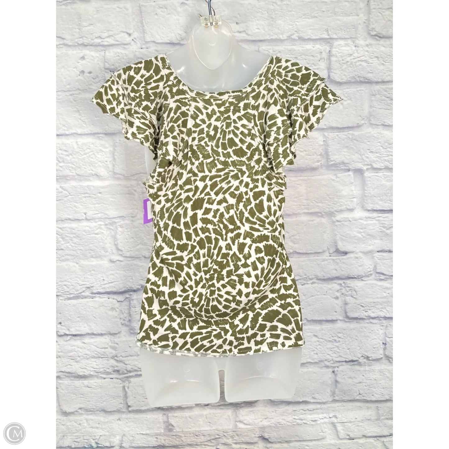 Top Short Sleeve Basic By Maeve In Cream & Green, Size: Xs