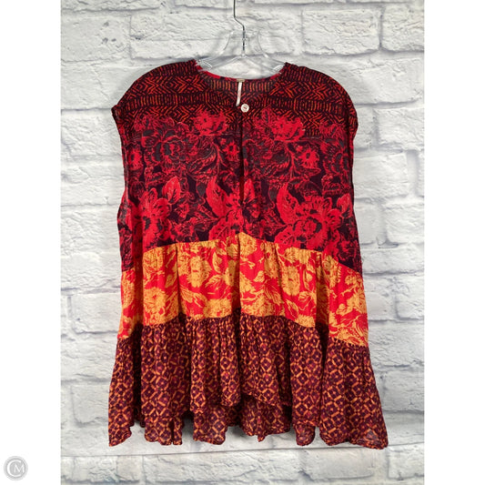 Top Short Sleeve By Free People In Red & Yellow, Size: S