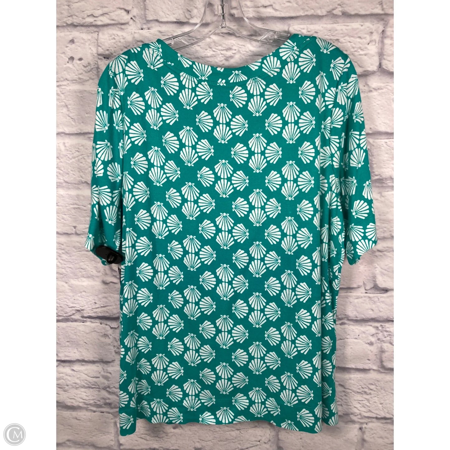 Top Short Sleeve By Chicos In Blue & White, Size: Xl