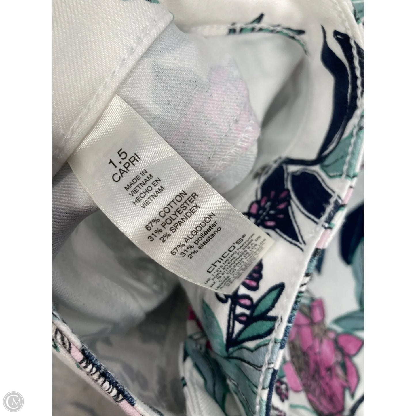 Jeans Cropped By Chicos In Pink & White, Size: 10