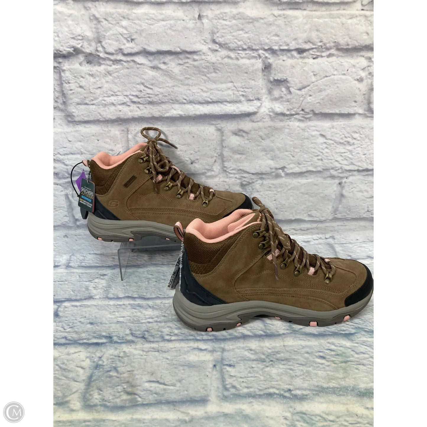 Boots Hiking By Skechers In Brown & Pink, Size: 9
