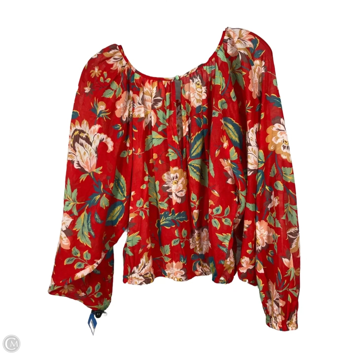 Top Long Sleeve By Maeve In Red & Silver, Size: Sp
