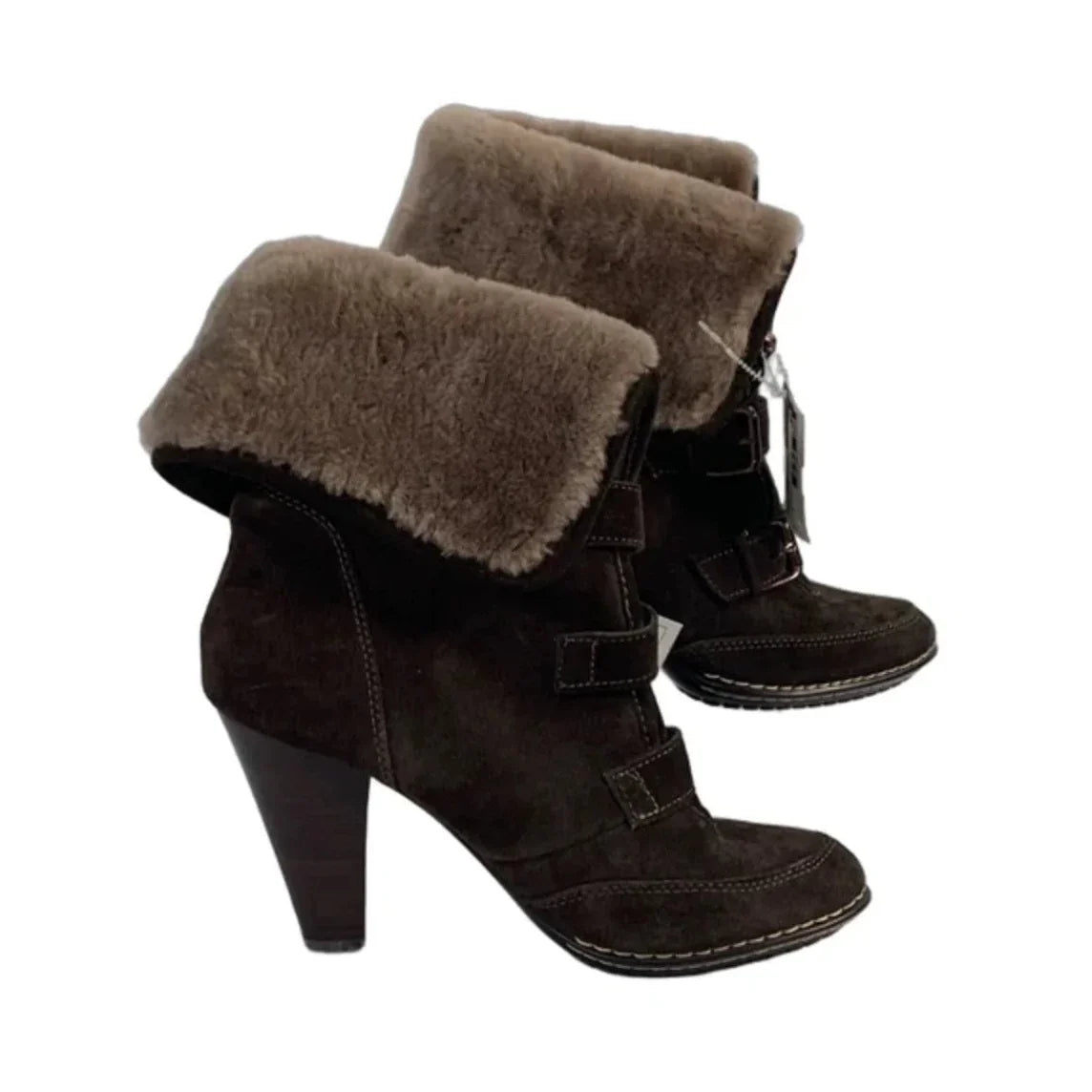 Boots Ankle Heels By Sofft In Brown, Size: 9