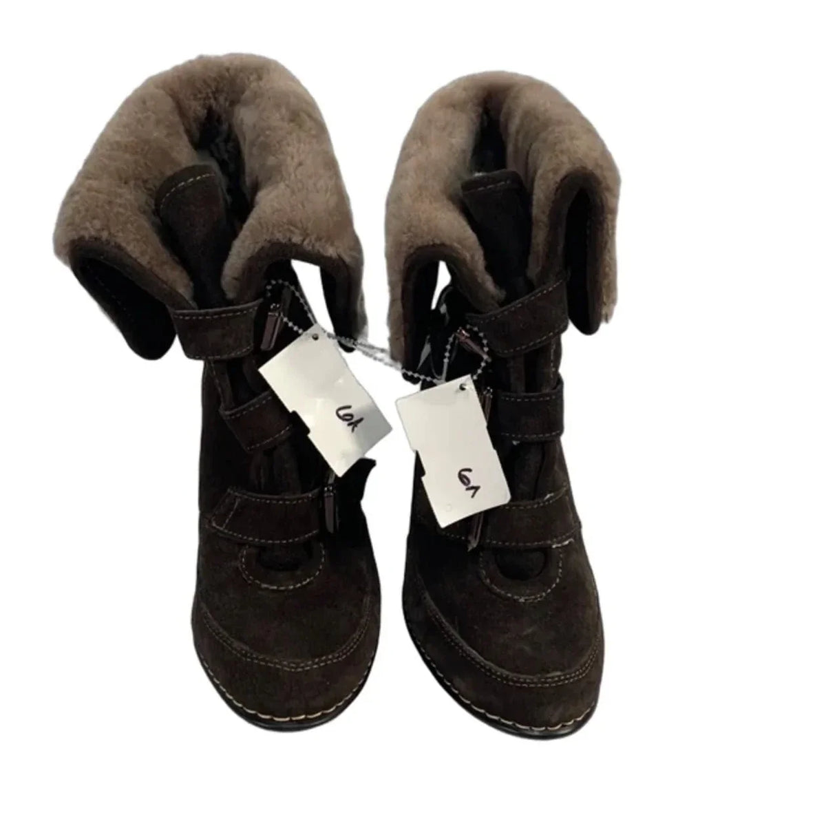 Boots Ankle Heels By Sofft In Brown, Size: 9