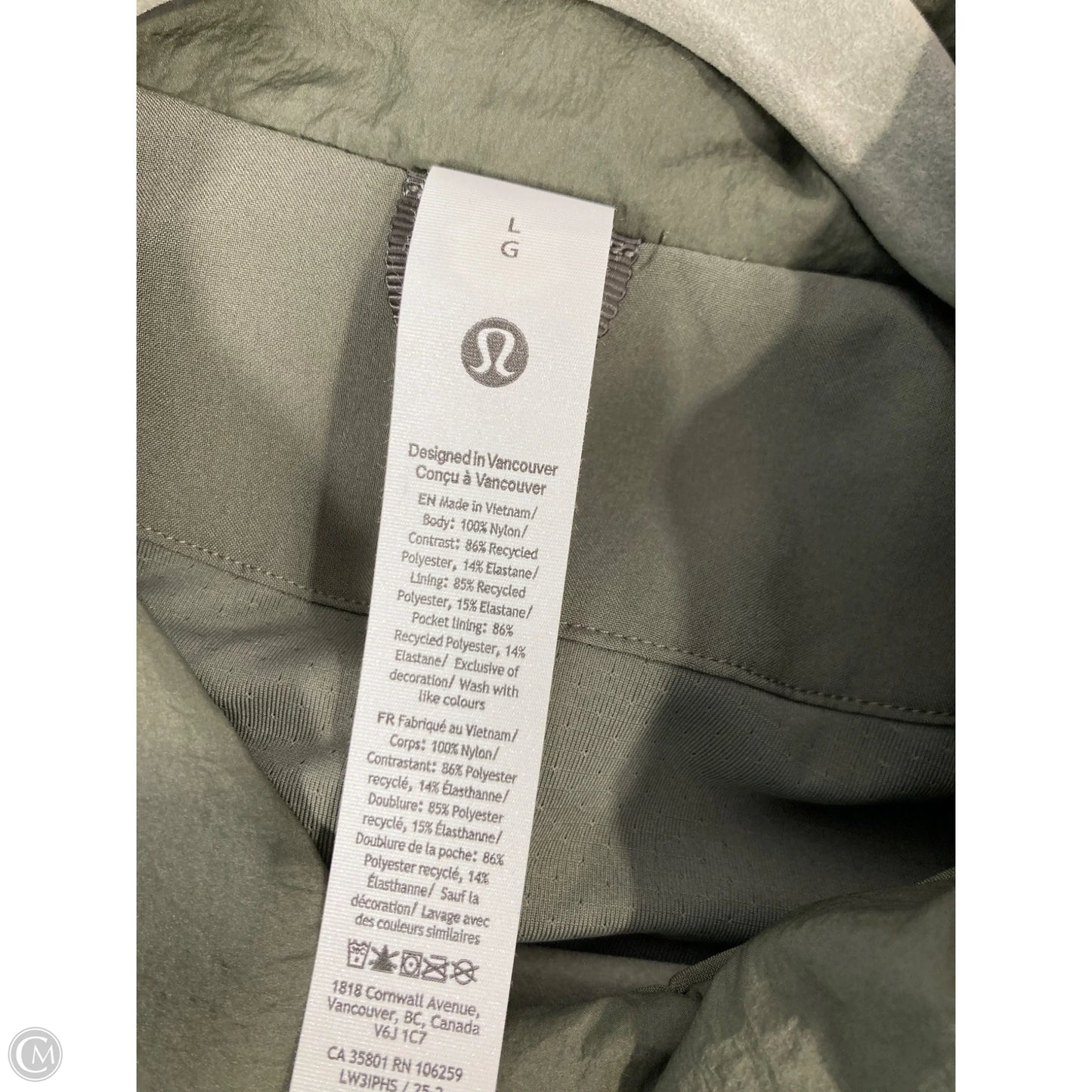 Athletic Jacket By Lululemon In Black & Green, Size: L