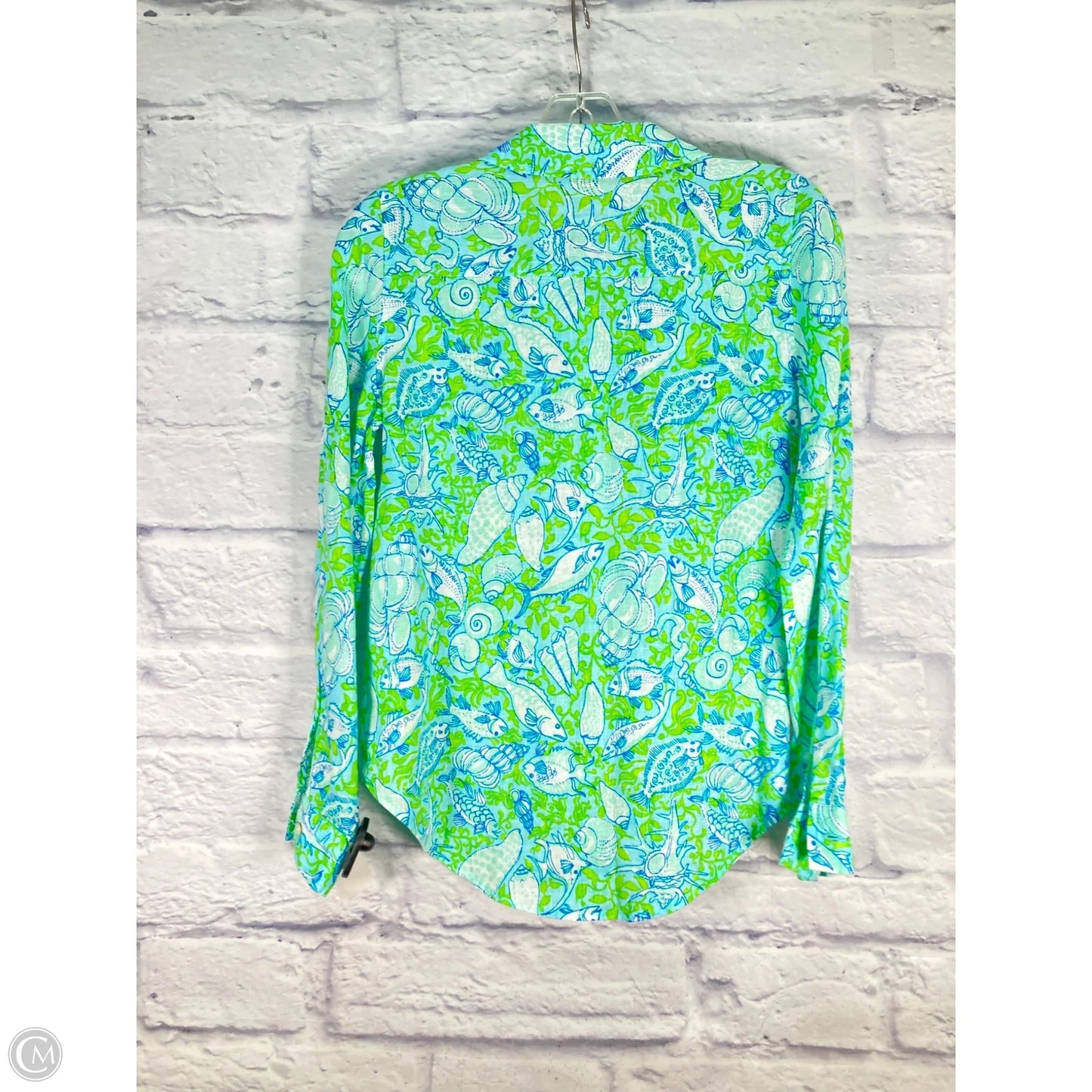 Top Long Sleeve Designer By Lilly Pulitzer In Blue & Green, Size: Xxs