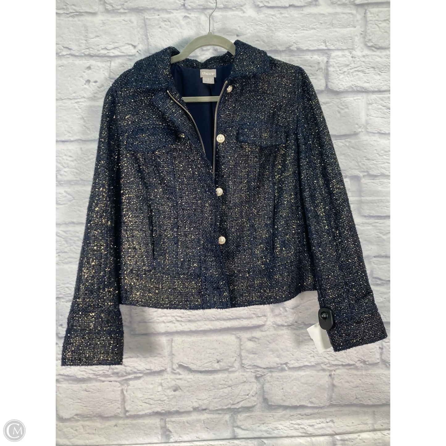 Jacket Other By Chicos In Blue & Gold, Size: M