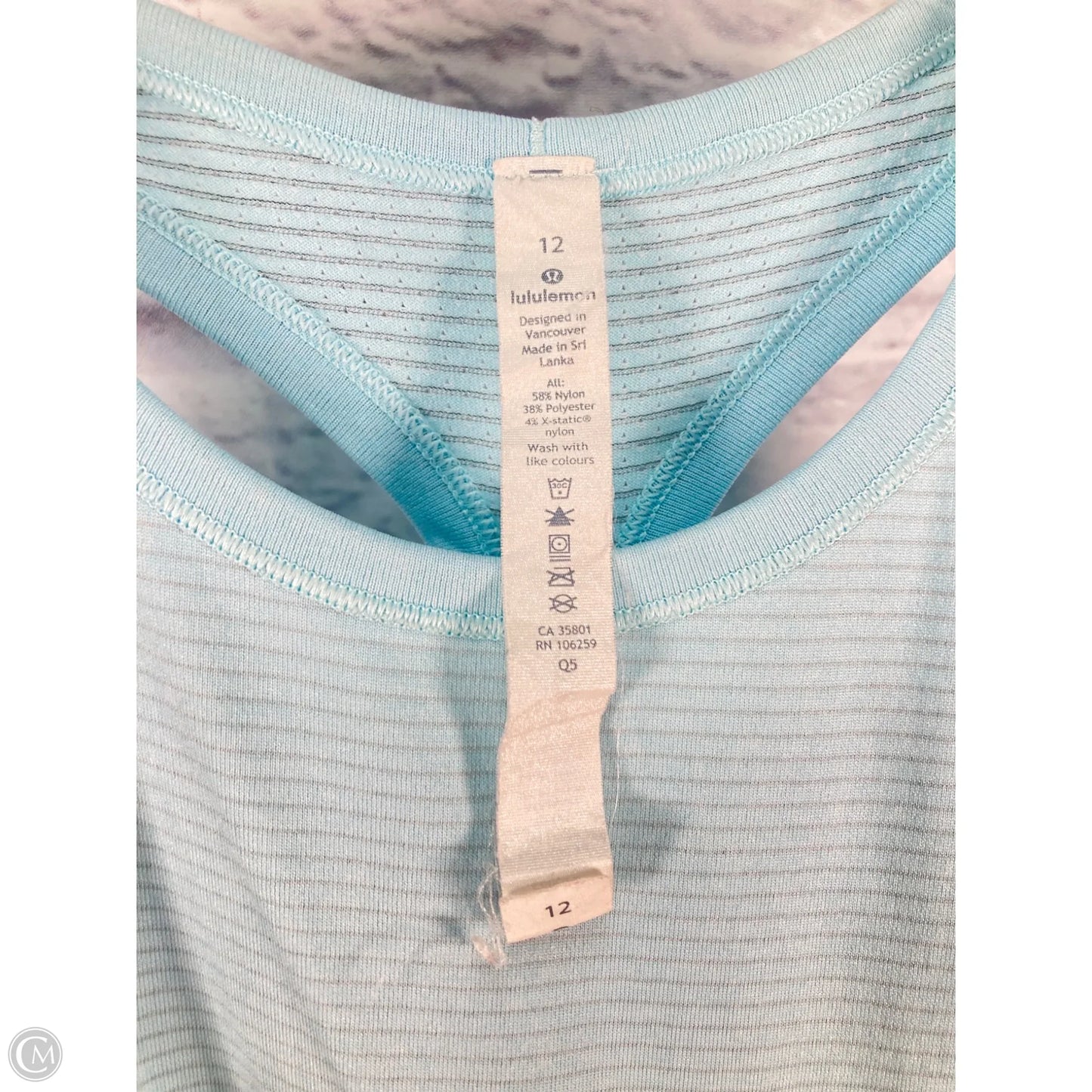 Athletic Tank Top By Lululemon In Blue, Size: L