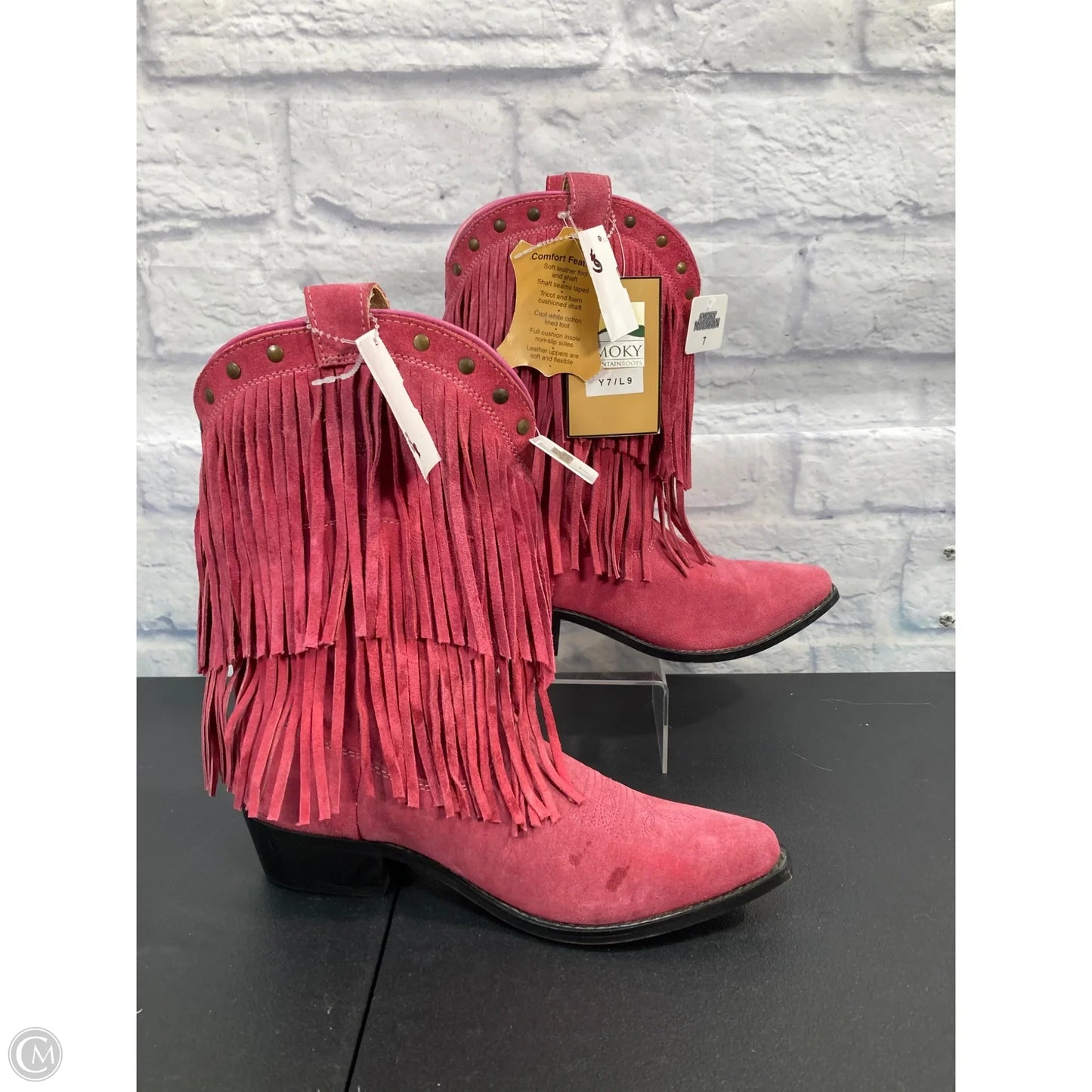 Boots Mid-calf Heels By Clothes Mentor In Pink, Size: 7