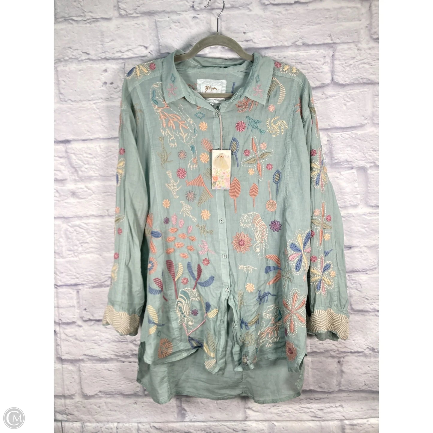 Top Long Sleeve By Johnny Was In Green, Size: S