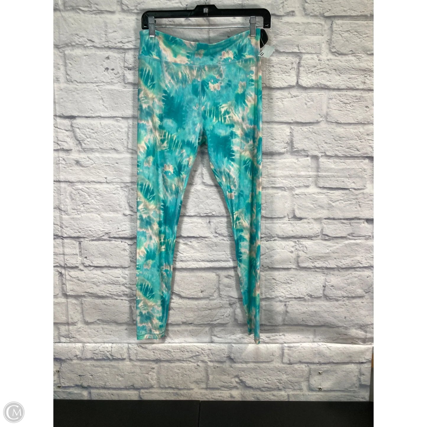 Athletic Leggings By Johnny Was In Blue & White, Size: L