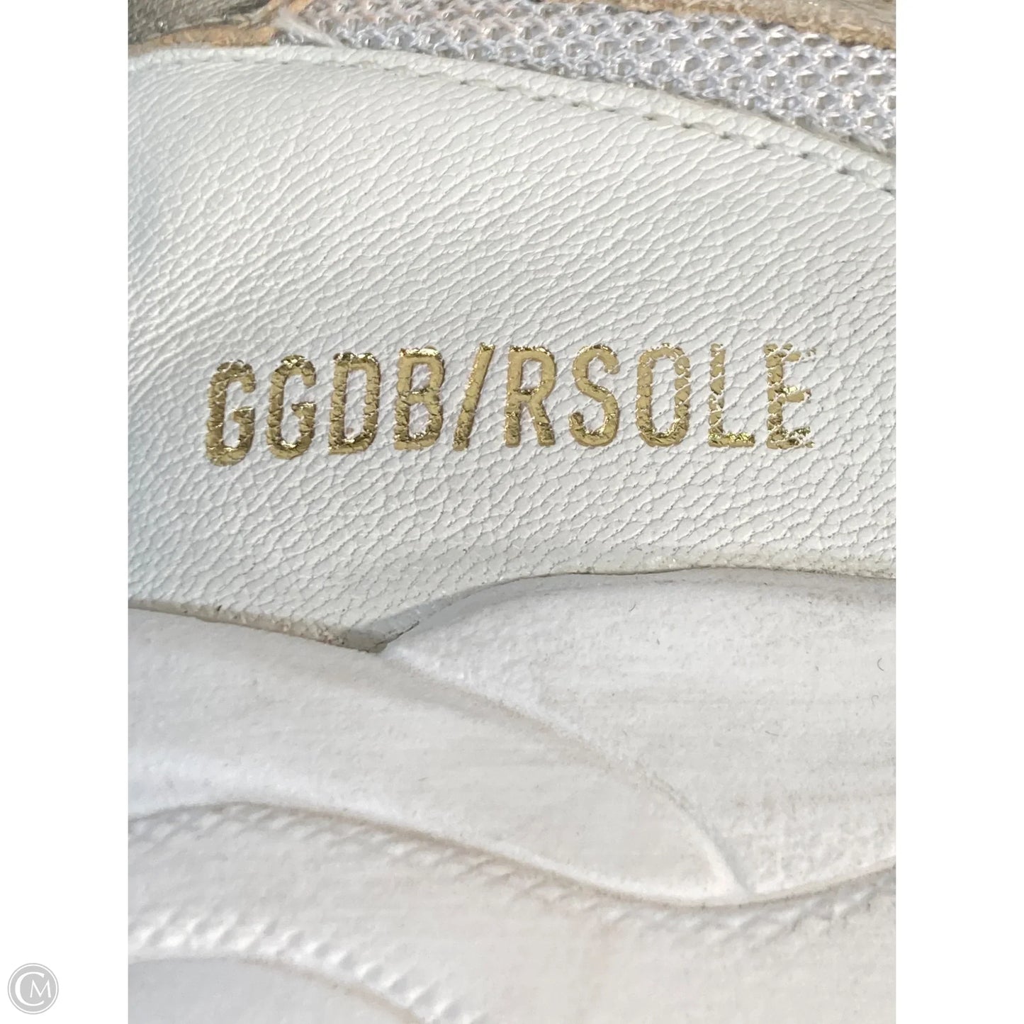Shoes Luxury Designer By Golden Goose In Gold & White, Size: 7