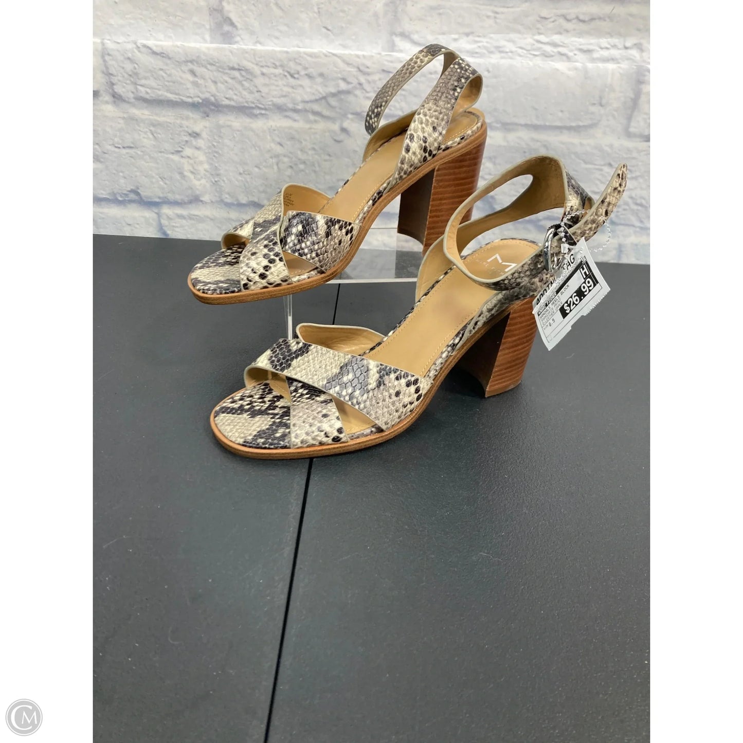 Sandals Heels Block By Marc Fisher In Snakeskin Print, Size: 8.5