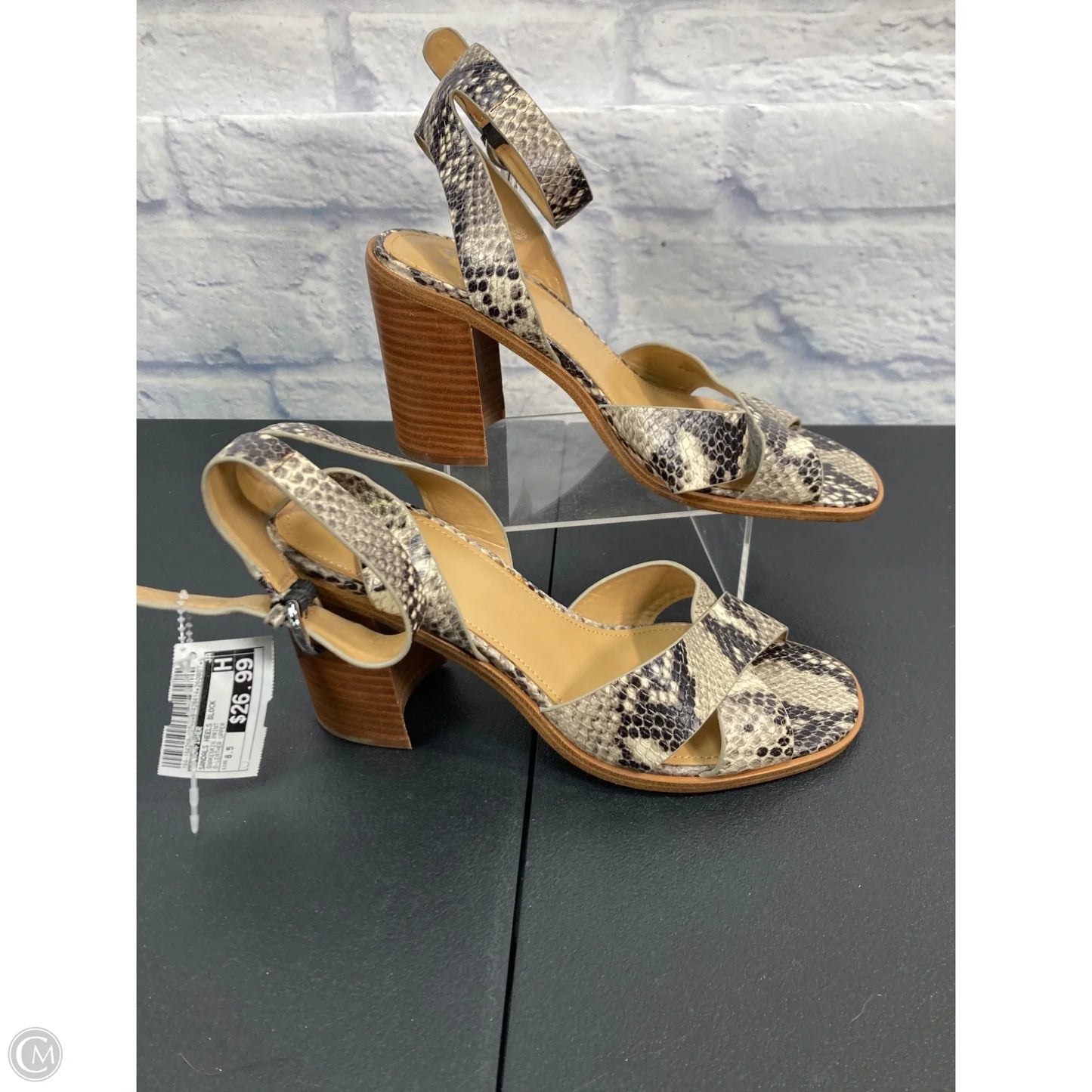Sandals Heels Block By Marc Fisher In Snakeskin Print, Size: 8.5