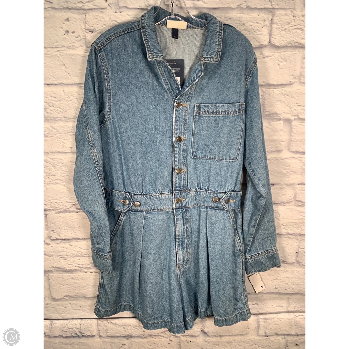 Romper By Universal Thread In Blue Denim, Size: M