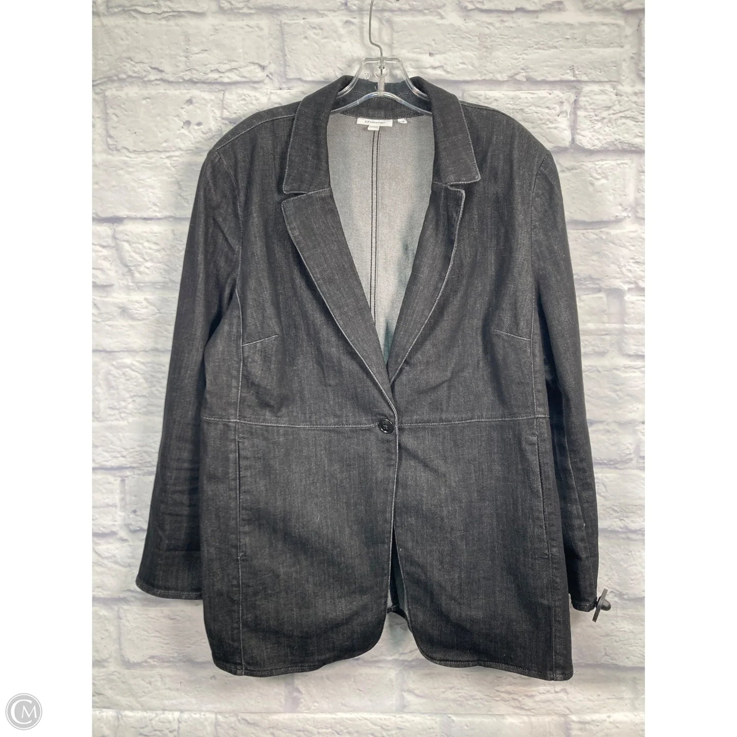 Blazer By Chicos In Black Denim, Size: Xl