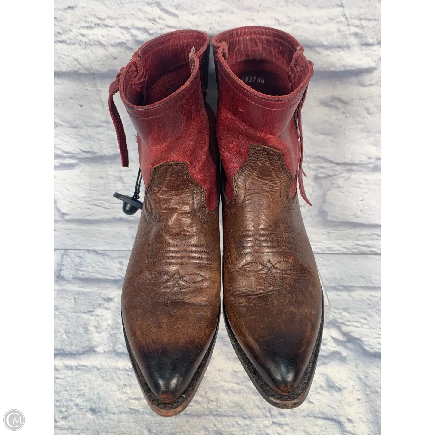 Boots Designer By Frye In Brown & Red, Size: 5.5