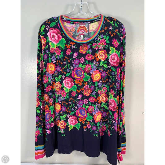 Top Long Sleeve Designer By Johnny Was In Blue & Pink, Size: Xl
