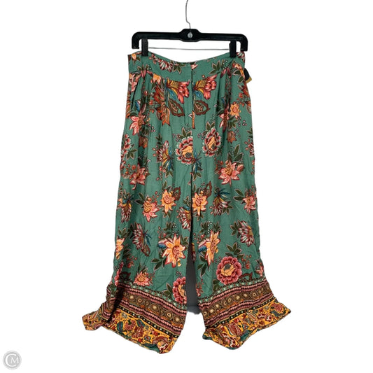 Pants Designer By Farm Rio In Green & Yellow, Size: S