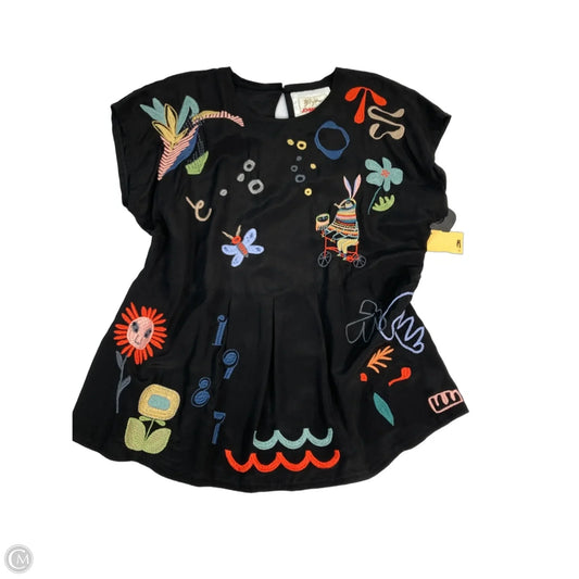 Top Short Sleeve Designer By Johnny Was In Black & Pink, Size: S