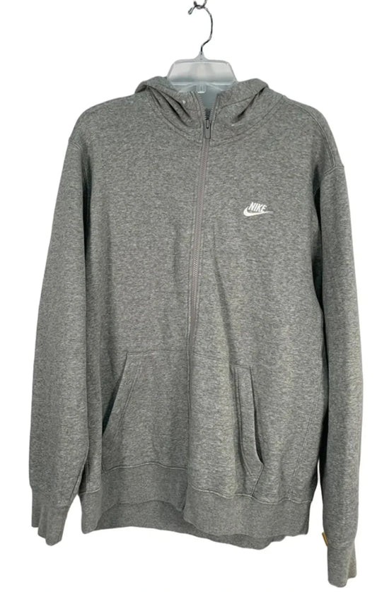 Athletic Jacket By Nike In Grey & White, Size: Xl
