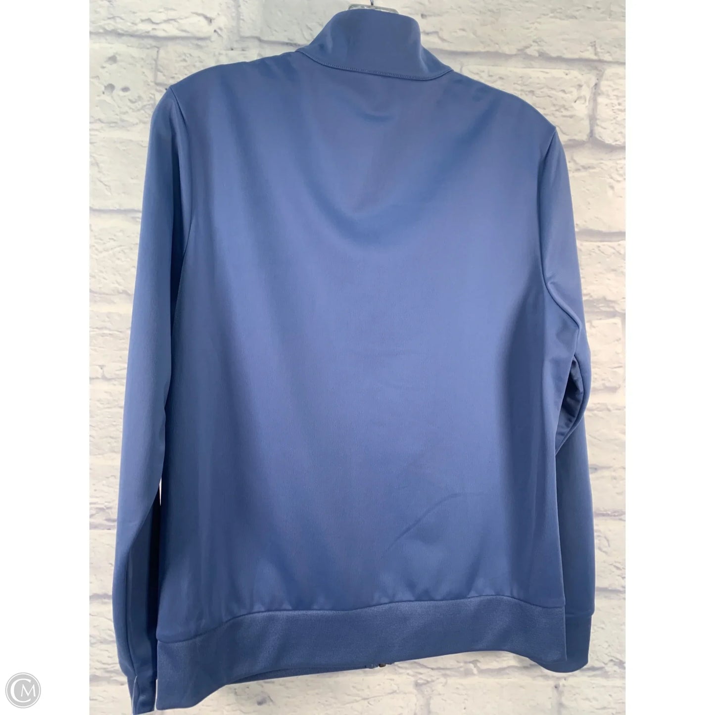 Athletic Jacket By Adidas In Blue & White, Size: L