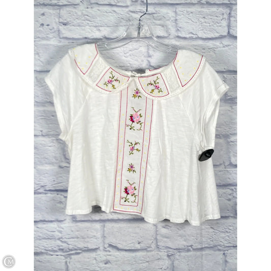 Top Short Sleeve By Anthropologie In Cream, Size: M