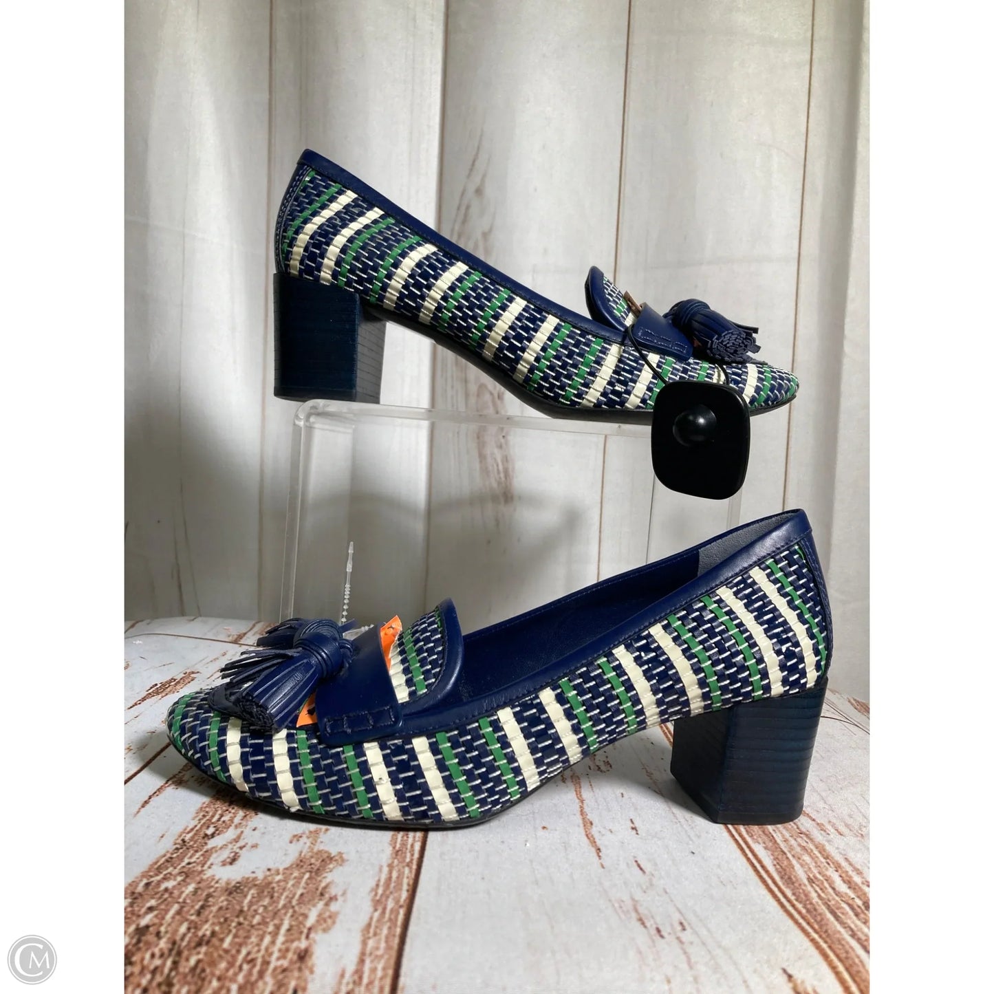 Shoes Designer By Tory Burch In Blue & White, Size: 8.5