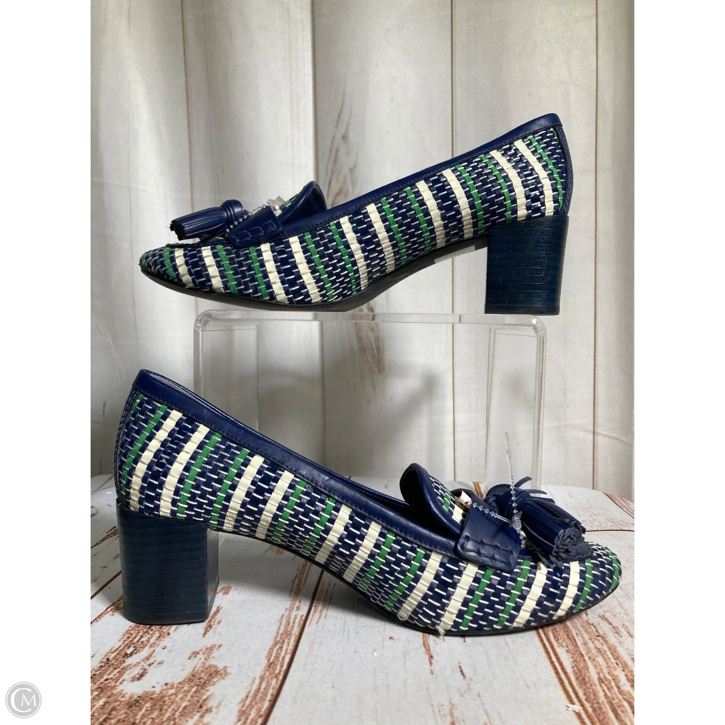 Shoes Designer By Tory Burch In Blue & White, Size: 8.5