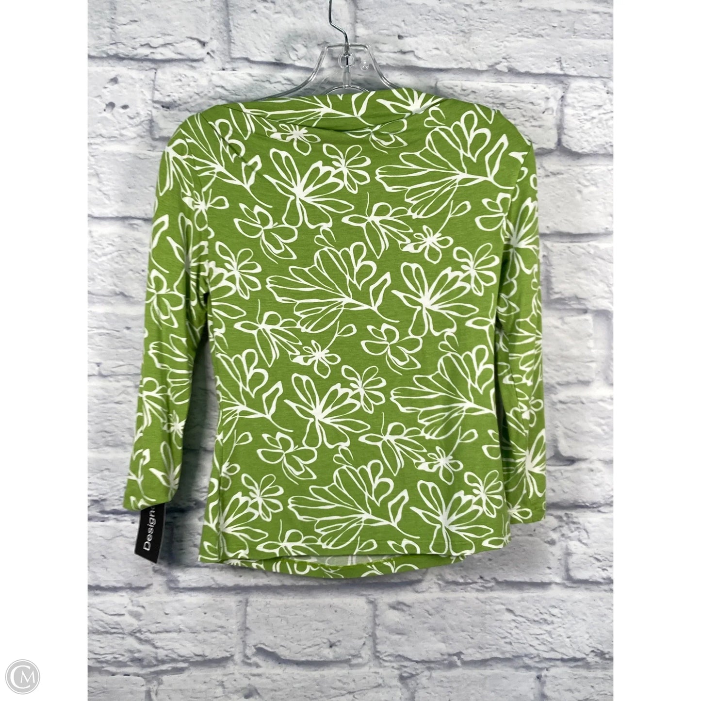 Top Long Sleeve Designer By Lafayette 148 In Green & White, Size: S