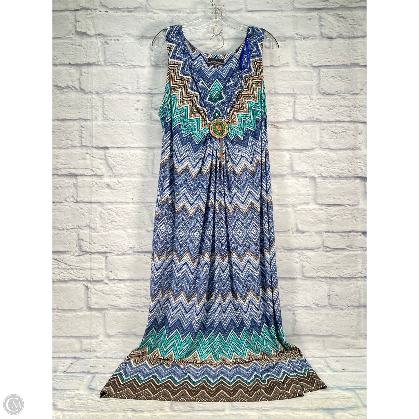 Dress Casual Maxi By R And M Richards In Blue & White, Size: Xl