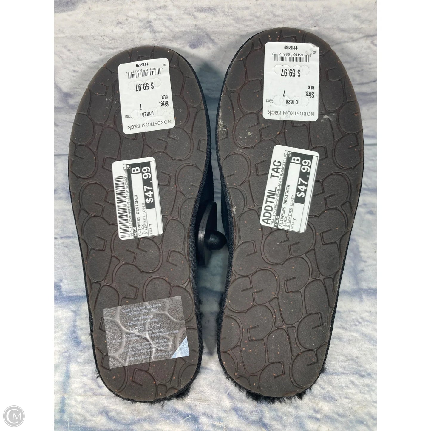 Slippers Designer By Ugg In Black, Size: 7