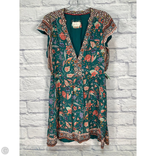 Dress Casual Short By Anthropologie In Green & Orange, Size: L