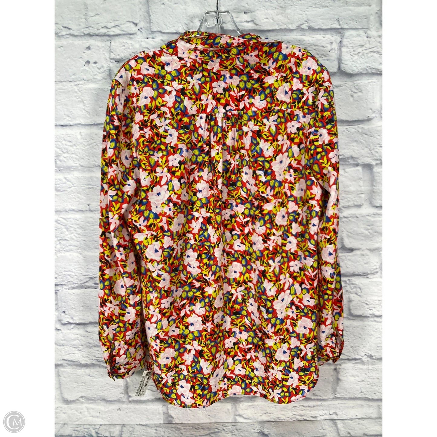 Blouse Designer By Diane Von Furstenberg In Red & Silver, Size: M