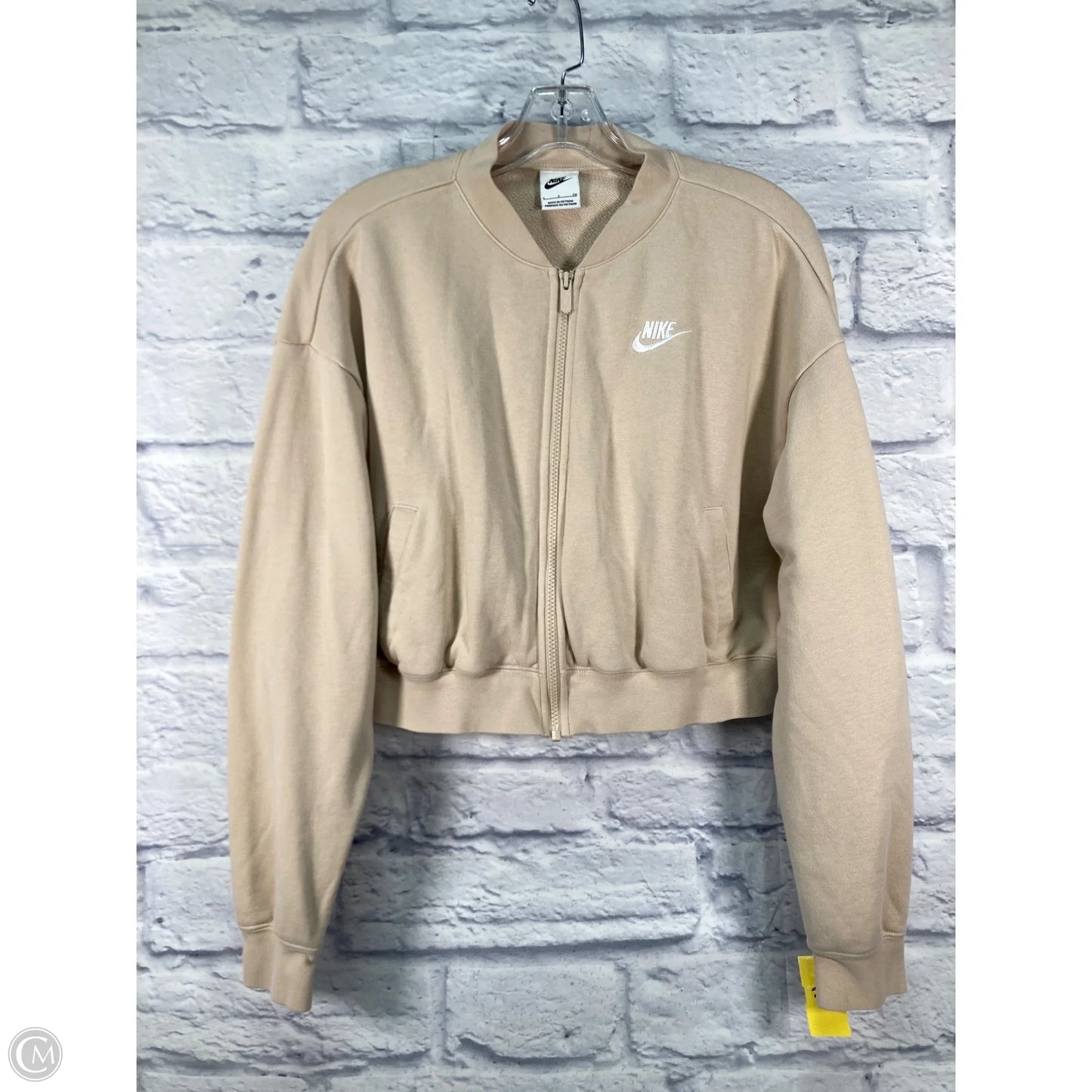 Athletic Jacket By Nike In Beige, Size: S