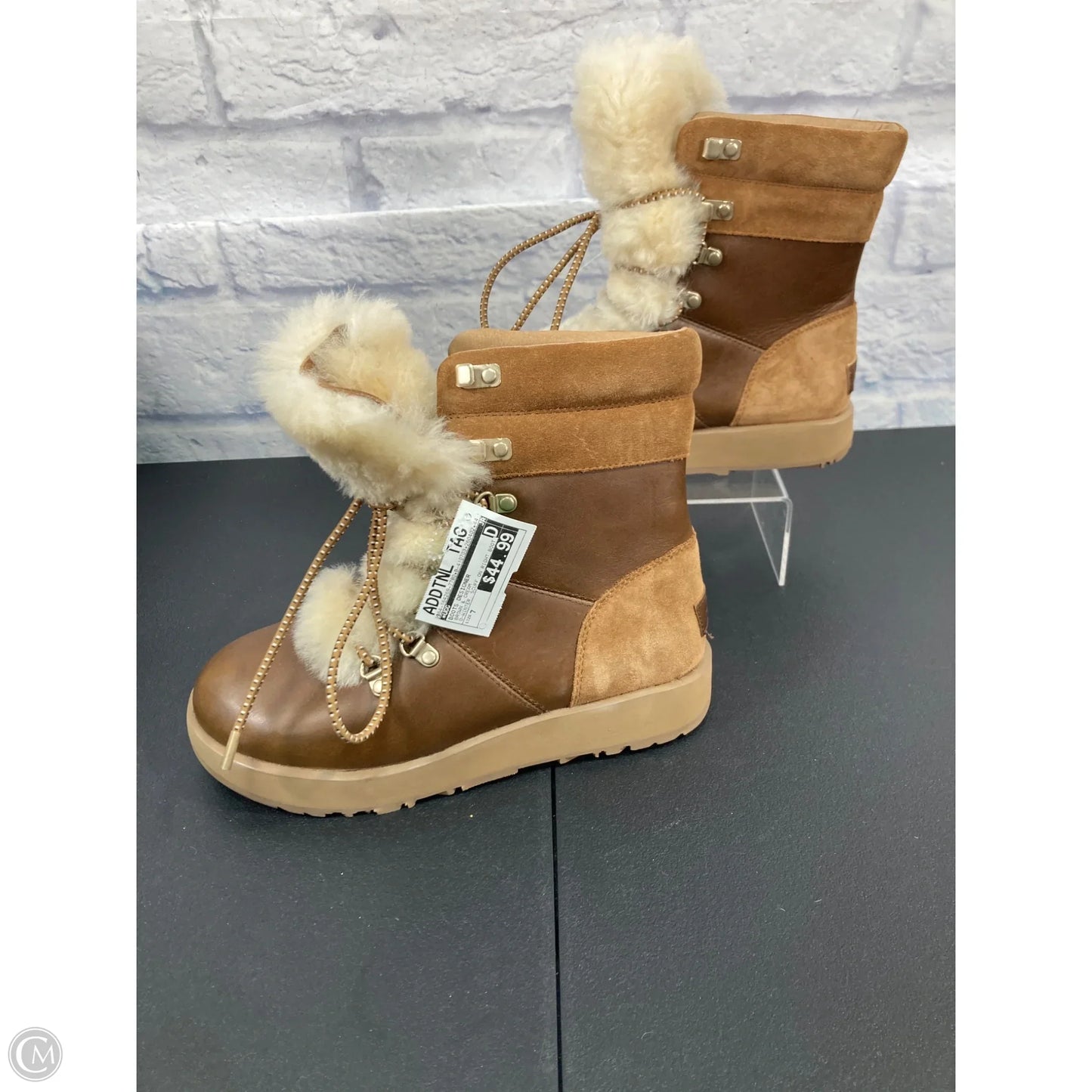 Boots Designer By Ugg In Brown & Cream, Size: 7