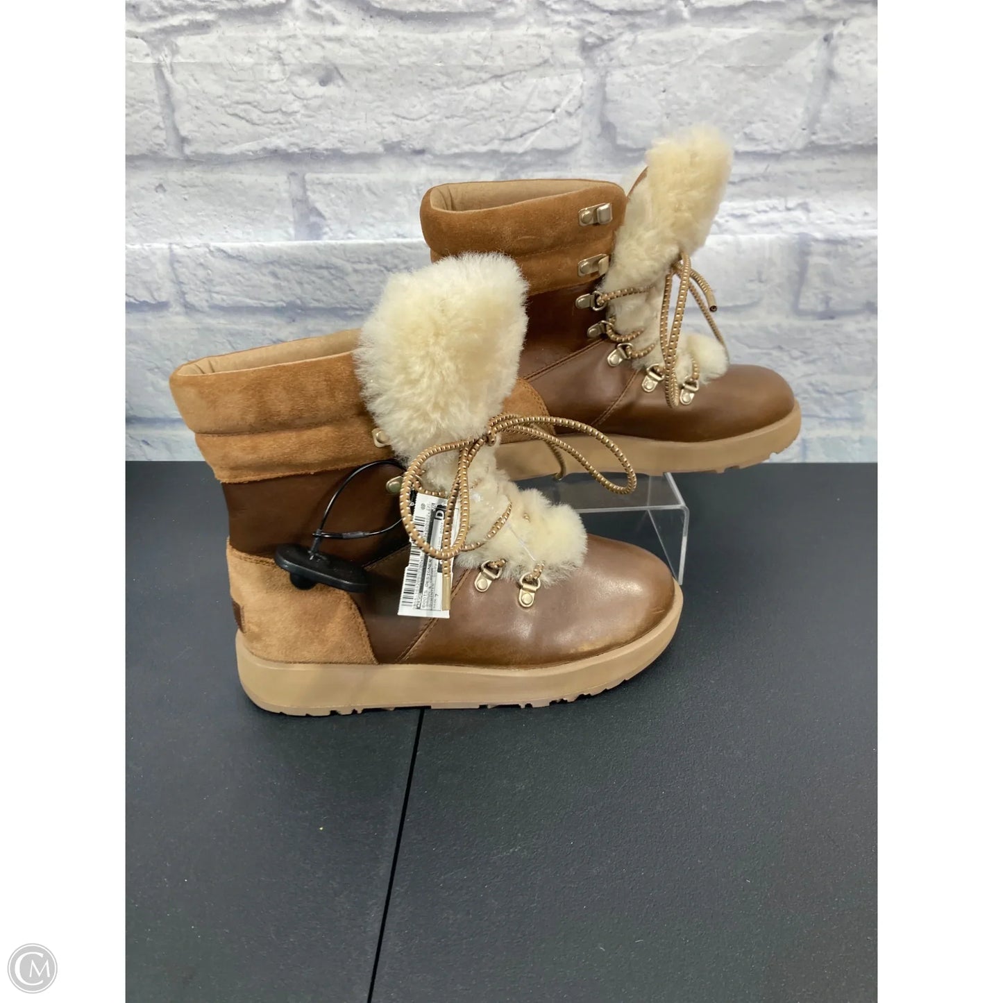 Boots Designer By Ugg In Brown & Cream, Size: 7
