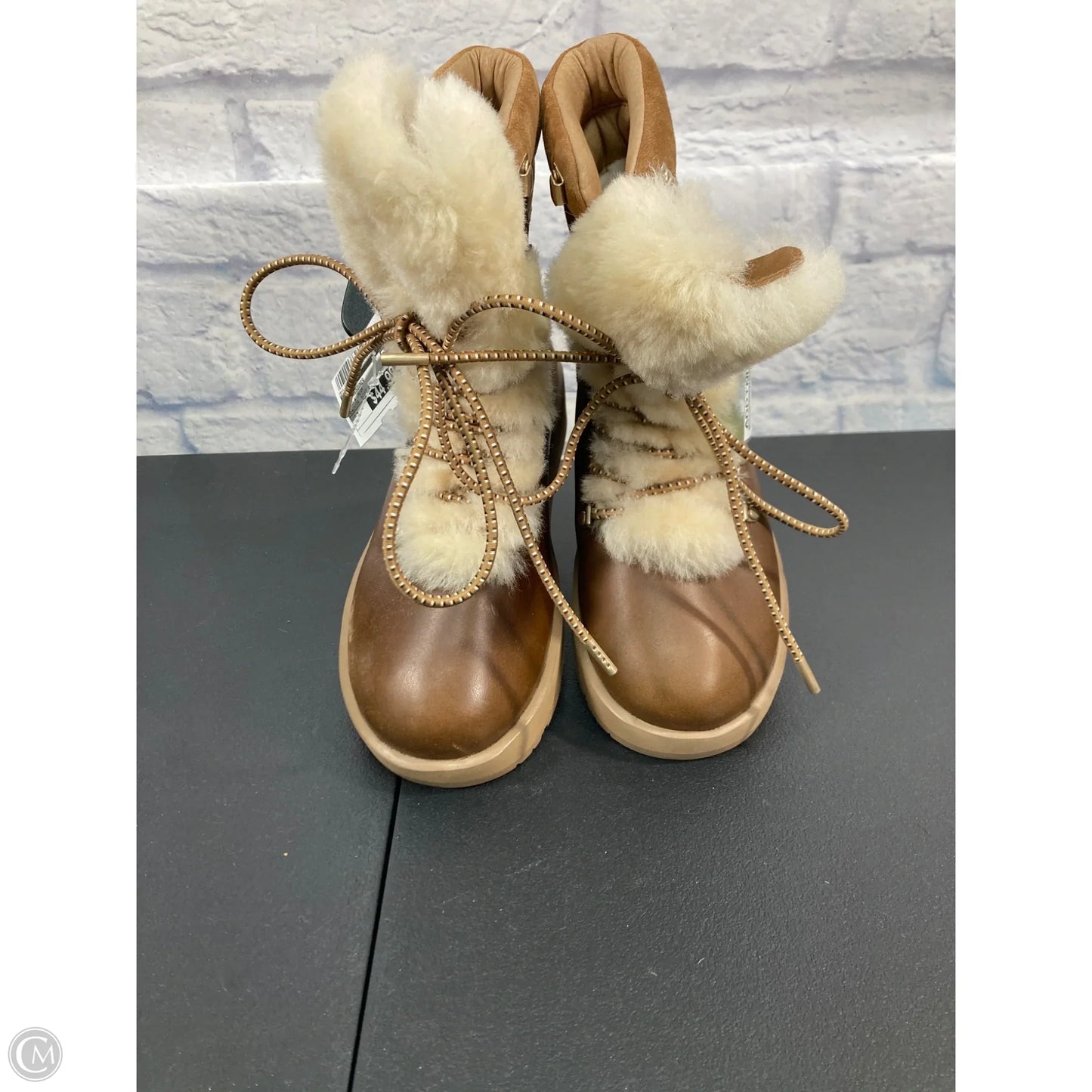 Boots Designer By Ugg In Brown & Cream, Size: 7
