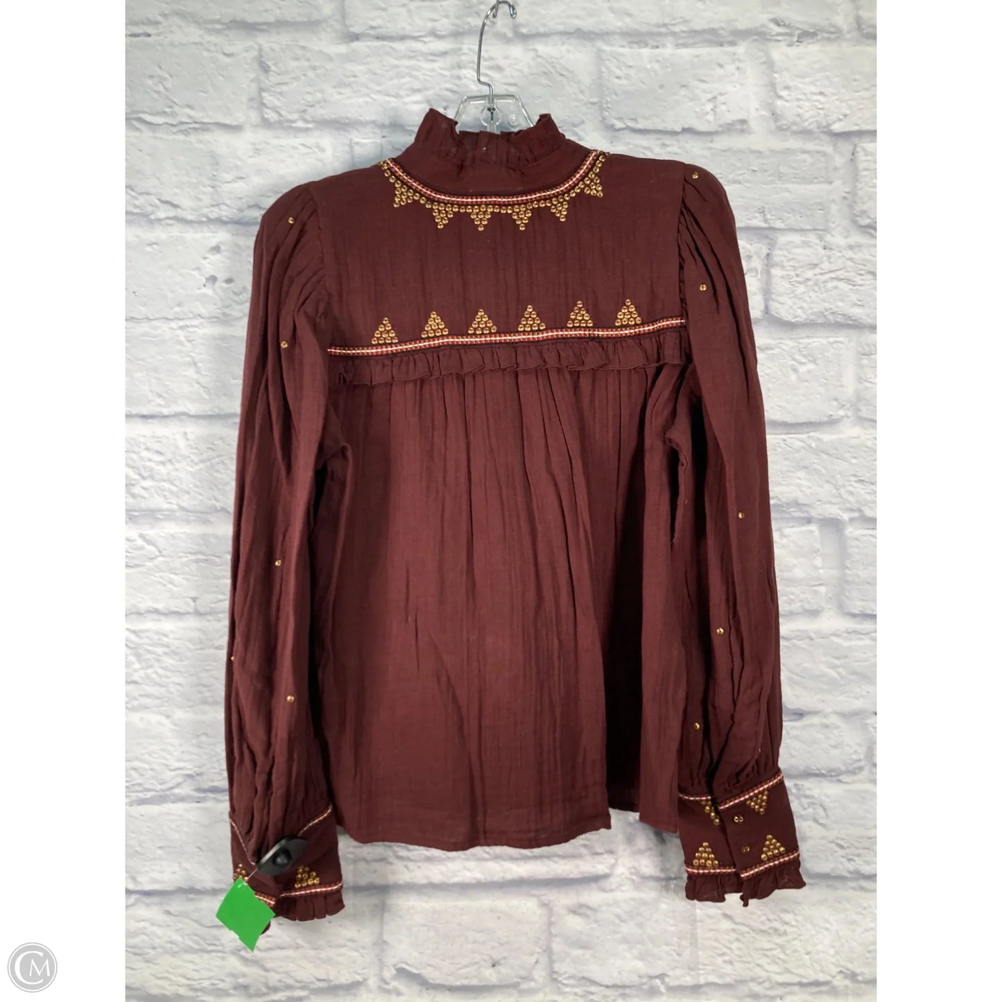 Blouse Long Sleeve By A Loves A In Gold & Red, Size: S