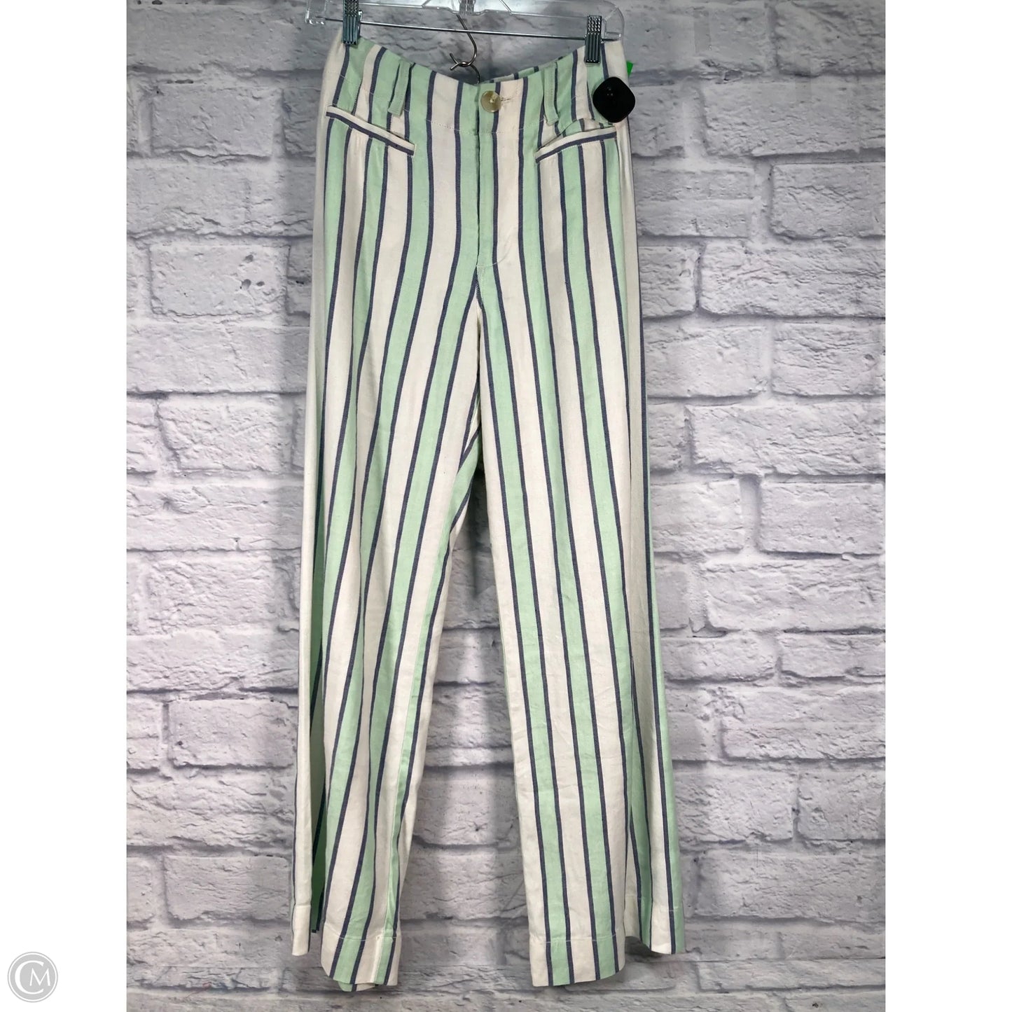 Pants Wide Leg By Maeve In Green & White, Size: 2