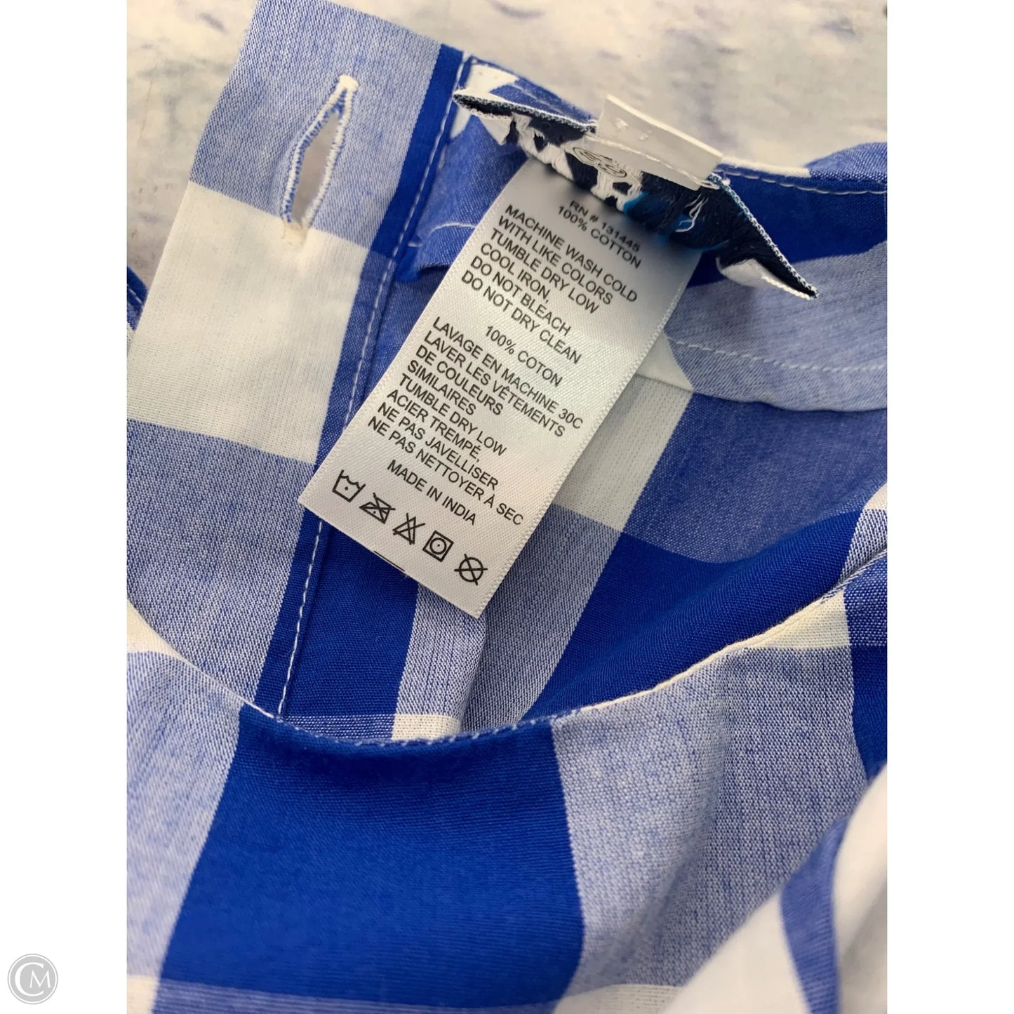 Top Short Sleeve By Anthropologie In Blue & White, Size: Xs